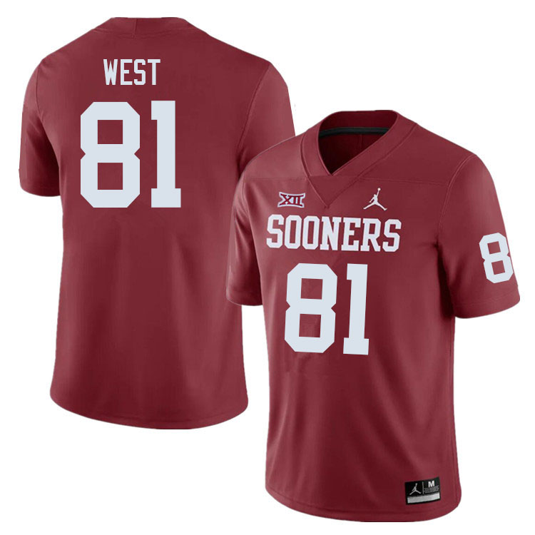 Men #81 Trevon West Oklahoma Sooners College Football Jerseys Sale-Crimson